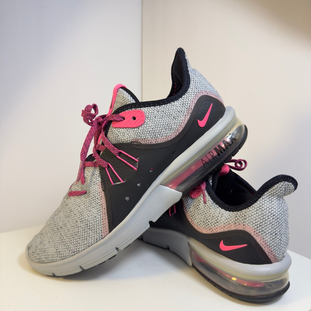 Nike Air Max Sequent 3 Women Size 10 Grey Pink Running Shoes 908993-015